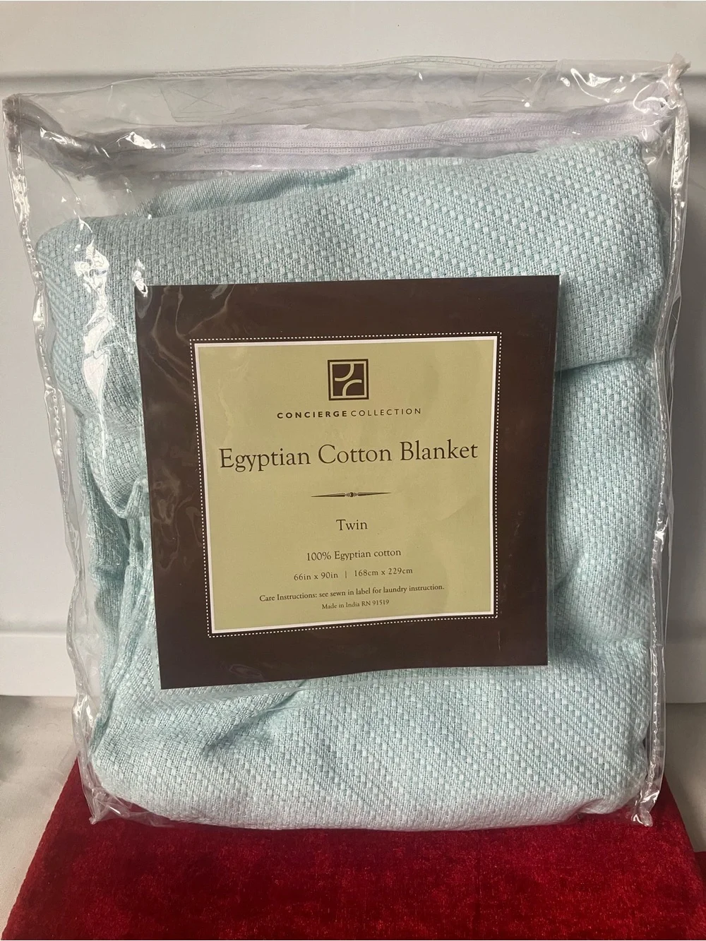 New In Pack Concierge Collection Egyptian Twin Cotton Woven Light Blue Blanket.